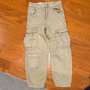 Zara Men's Tan Cargo Pants with Utility Pockets